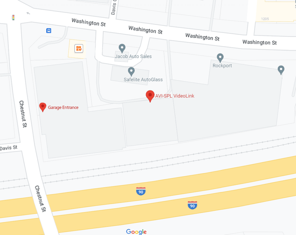 Map showing parking garage entrance on Chestnut St