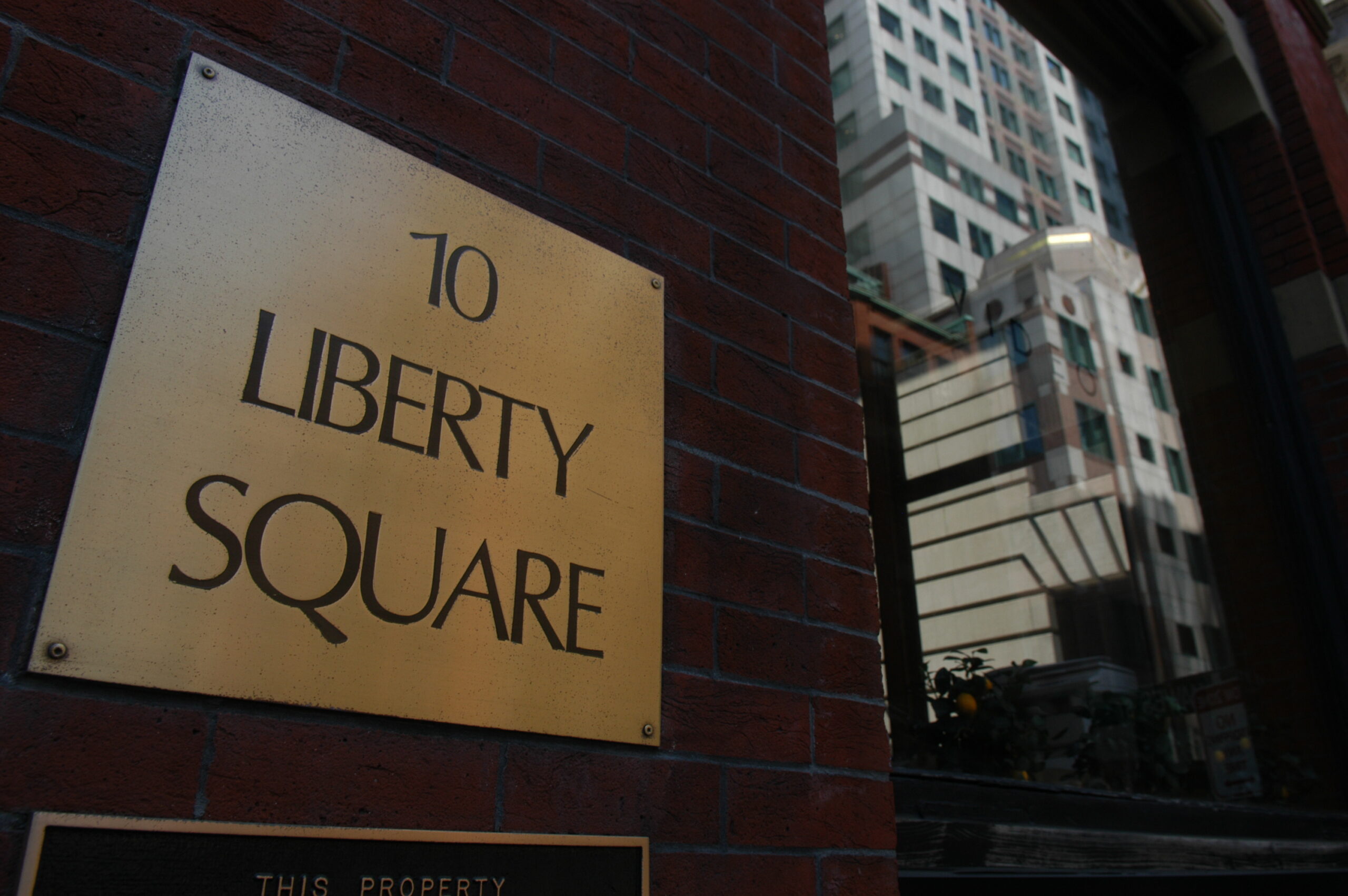 Sign outside of 10 Liberty Square
