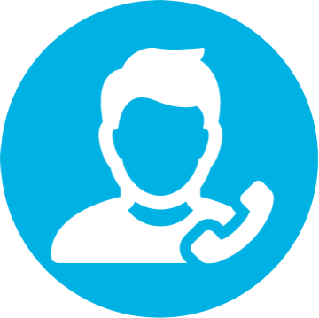 Blue icon for phone call support